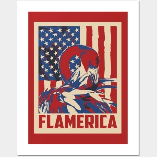 Flamingo Merica 4th Of July Posters and Art